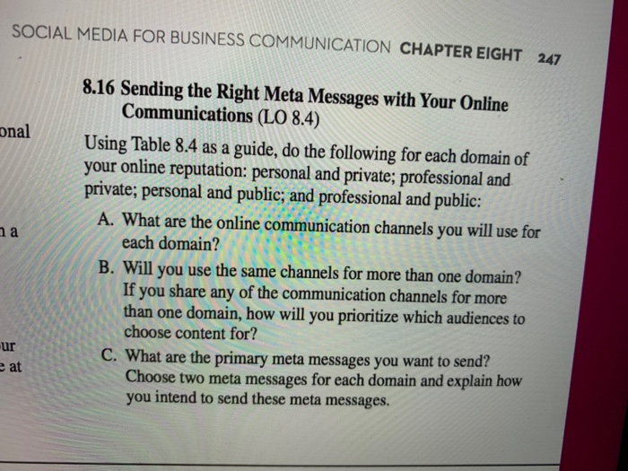Solved SOCIAL MEDIA FOR BUSINESS COMMUNICATION CHAPTER EIGHT | Chegg.com