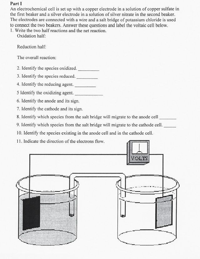 Solved Part 1 An electrochemical cell is set up with a