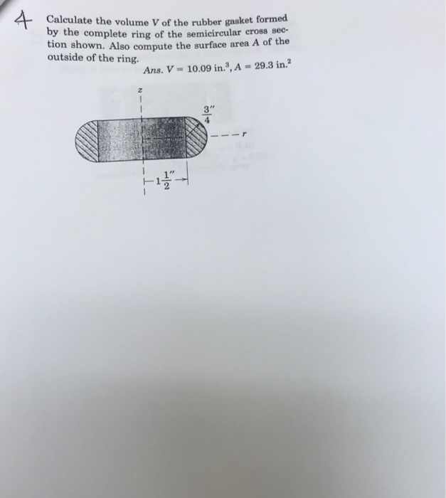 Solved Calculate the volume V of the rubber gasket formed by