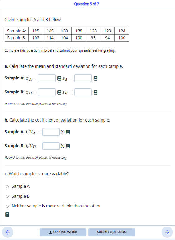 Solved Question 5 Of 7 Given Samples A And B Below, Sample | Chegg.com