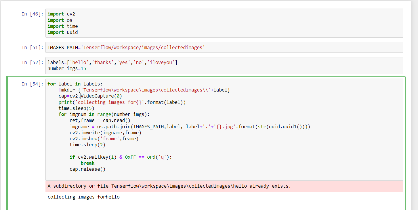 Solved In [46]: import cv2 import os import time import uuid | Chegg.com