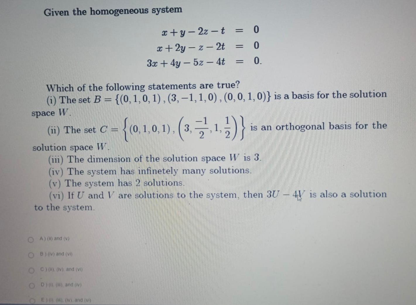 Solved Given the homogeneous system