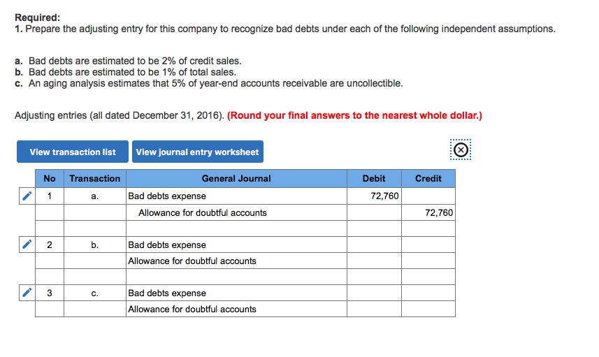 Solved 3. Show how Accounts Receivable and the Allowance for