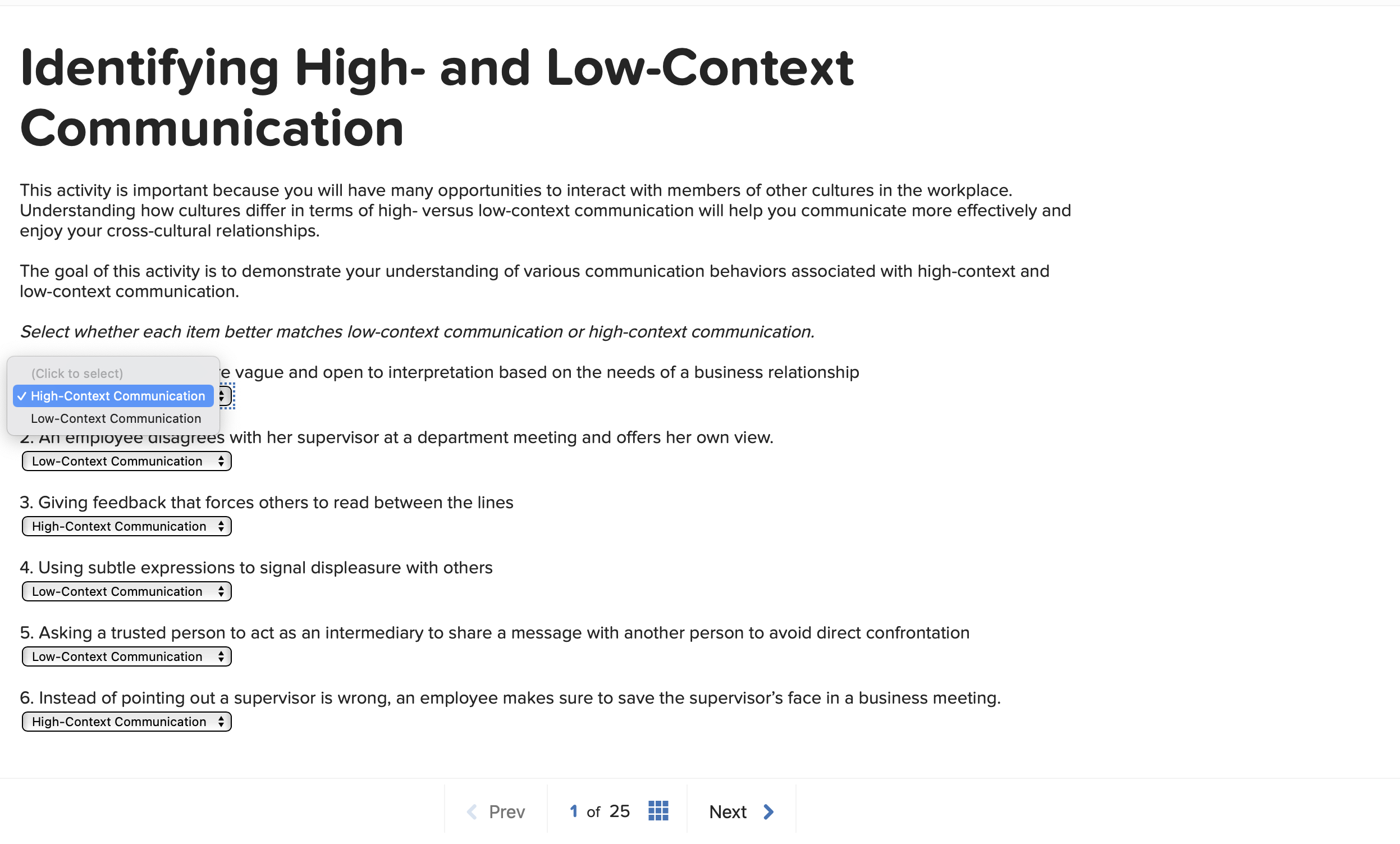 Identifying High and LowContext Communication This