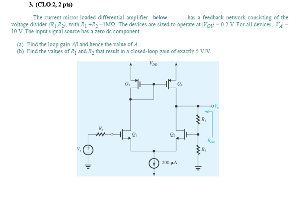 Solved The currentmirrorloaded differential amplifier