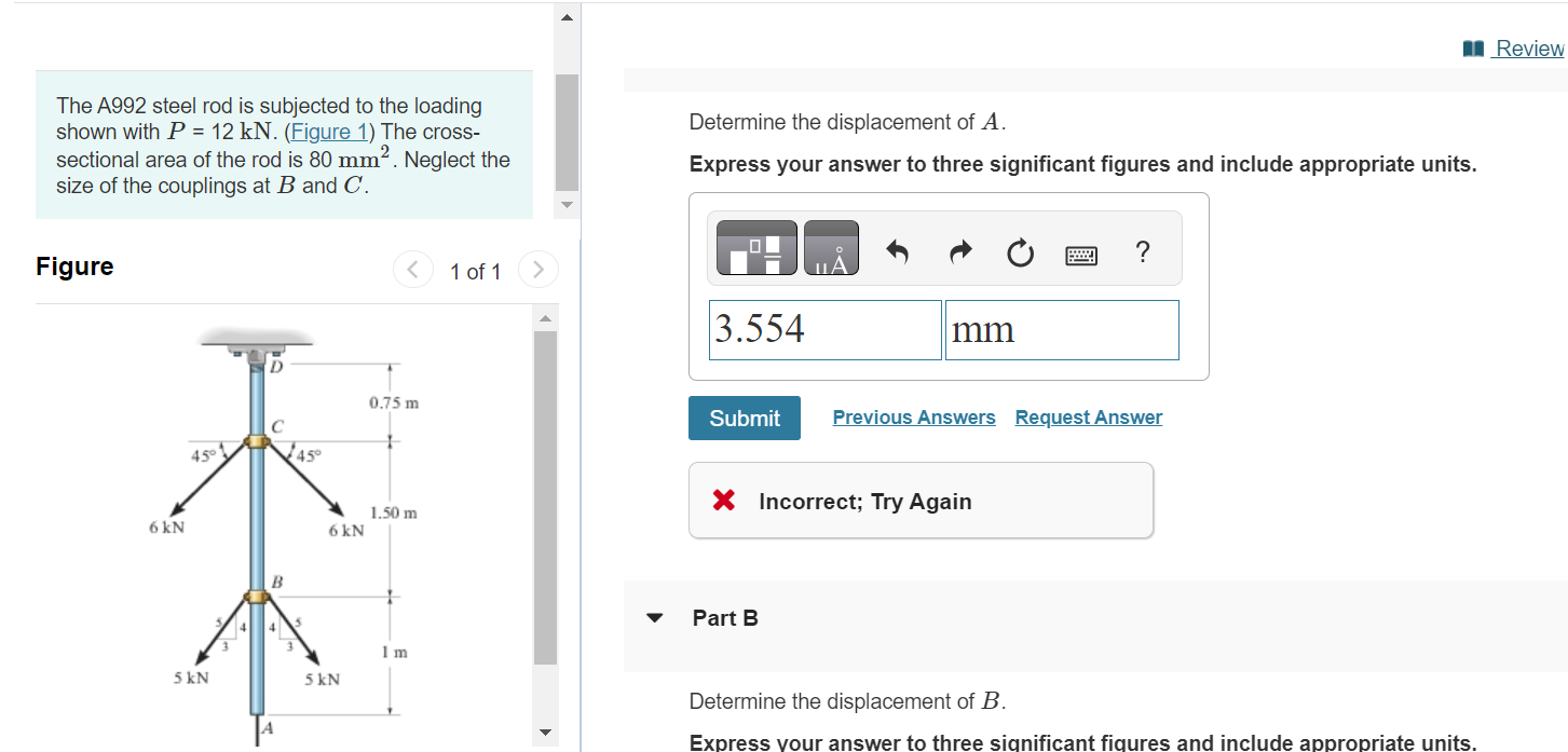 Solved The A992 steel rod is subjected to the loading shown