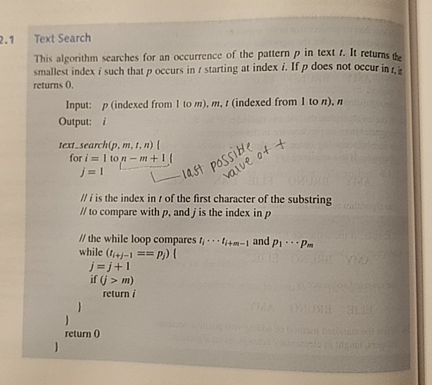 Solved 5. (5 Pts) Trace the Text search algorithm with p | Chegg.com