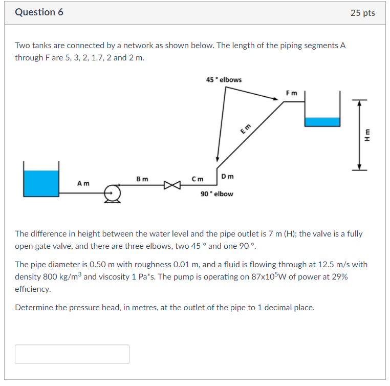Solved Question 6 25 pts Two tanks are connected by a | Chegg.com