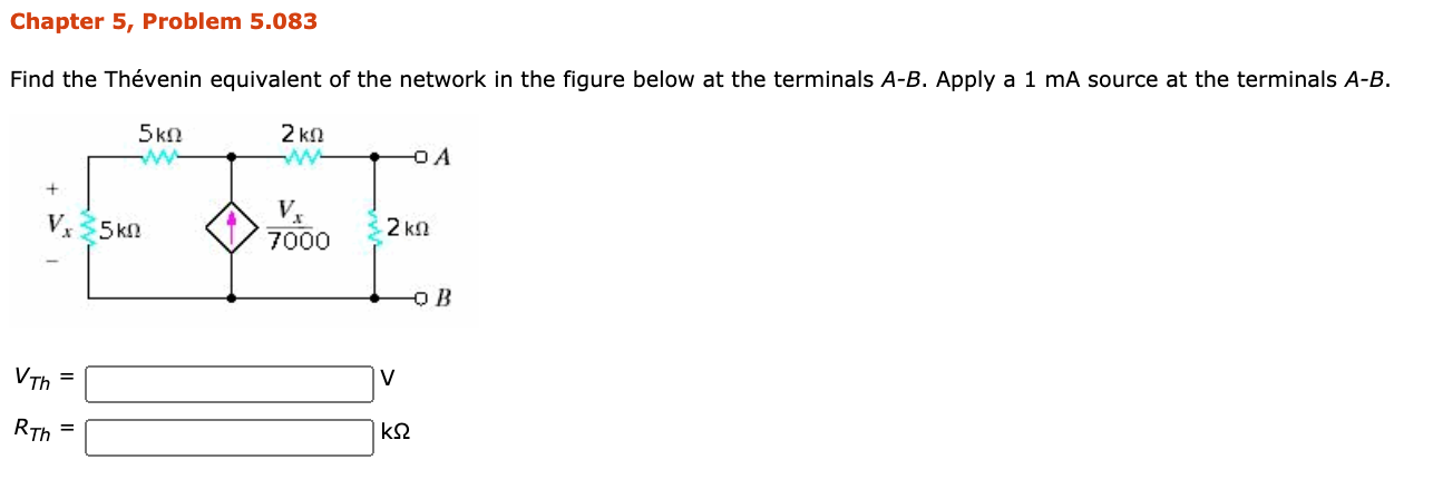 Solved Chapter 5, Problem 5.083 Find the Thévenin equivalent | Chegg.com