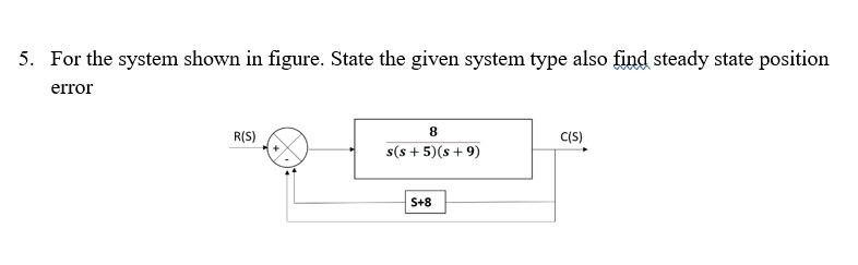 Solved 5. For the system shown in figure. State the given | Chegg.com