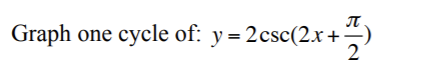 Solved Graph one cycle of: y = 2csc(2x + x+ 2 | Chegg.com
