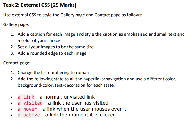 Solved Task 2 External Css 25 Marks Use External Css T