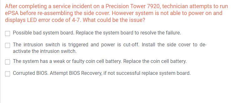 Solved After completing a service incident on a Precision | Chegg.com