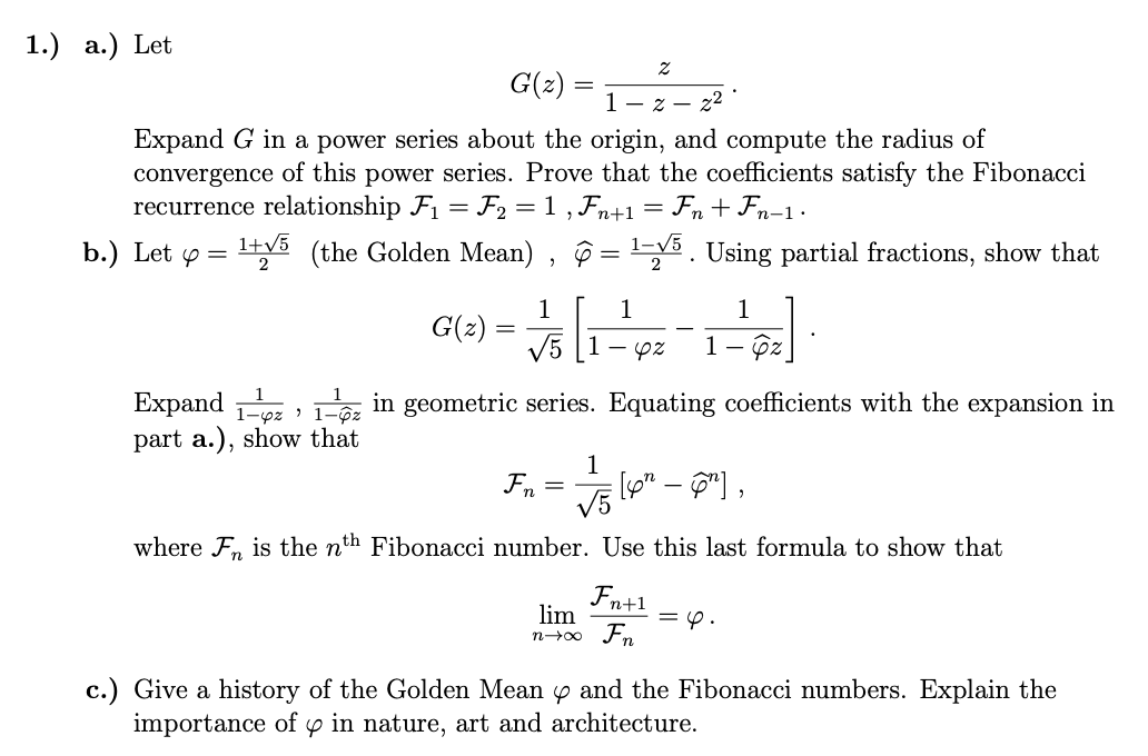 Z 1 A Let G 2 1 2 22 Expand G In A Powe Chegg Com