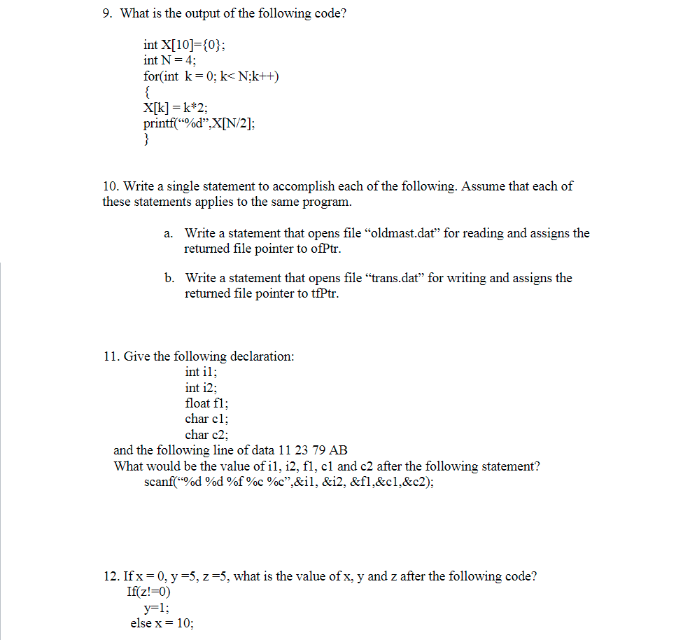 solved-9-what-is-the-output-of-the-following-code-int-chegg