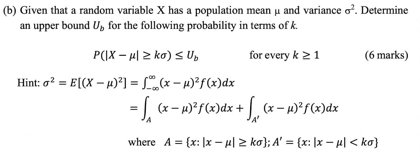 Solved b) Given that a random variable X has a population | Chegg.com