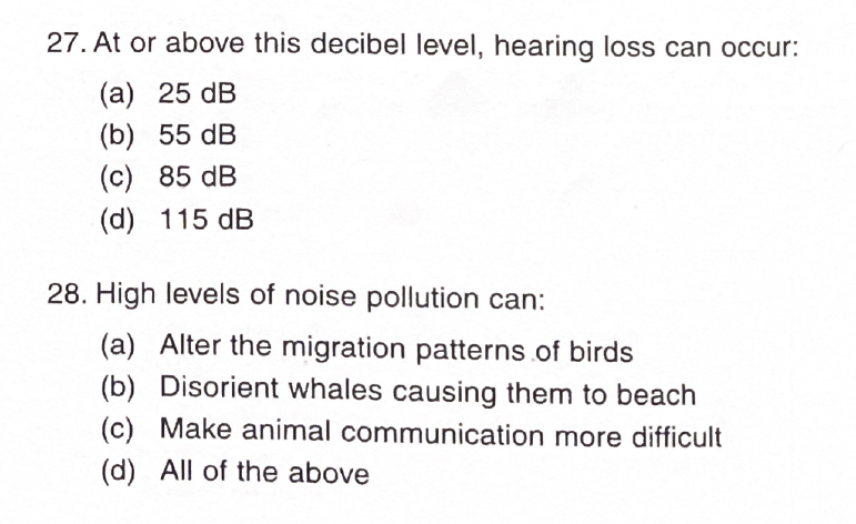 Solved 27. At or above this decibel level, hearing loss can 