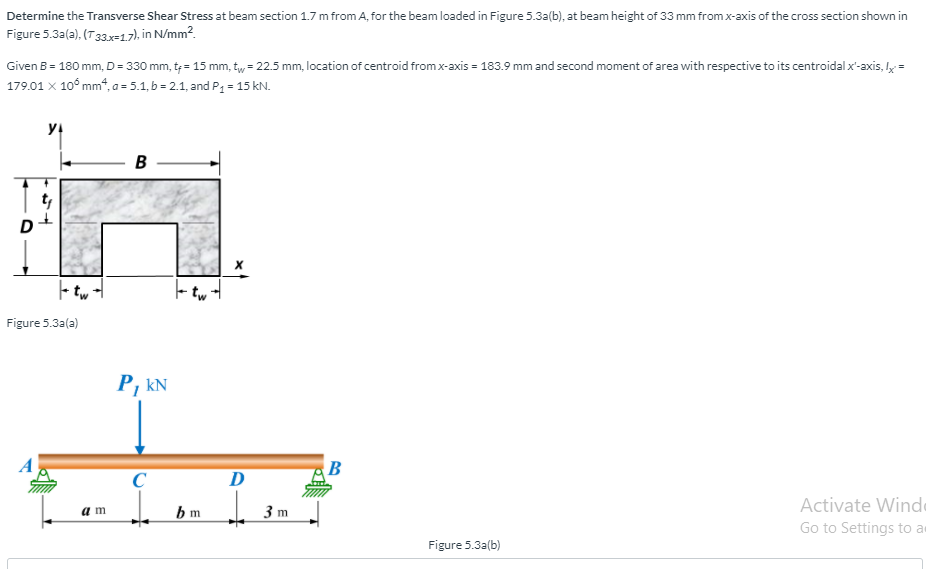 Solved Determine the Transverse Shear Stress at beam section | Chegg.com