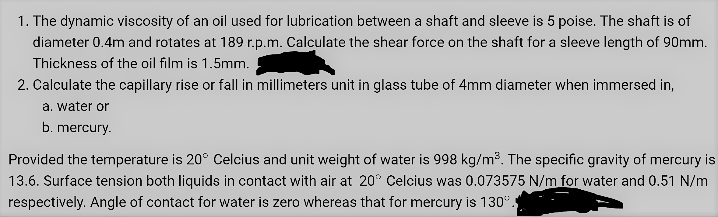 Solved 1. The dynamic viscosity of an oil used for | Chegg.com