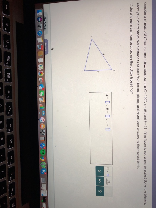 Solved Consider A Triangle A B C Like The One Below. Suppose 