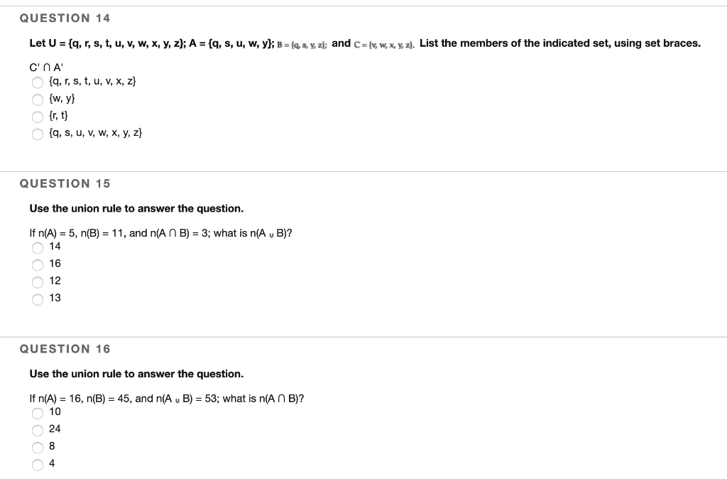 Solved Question 14 Let U Q R S T U V W X Y Z Chegg Com