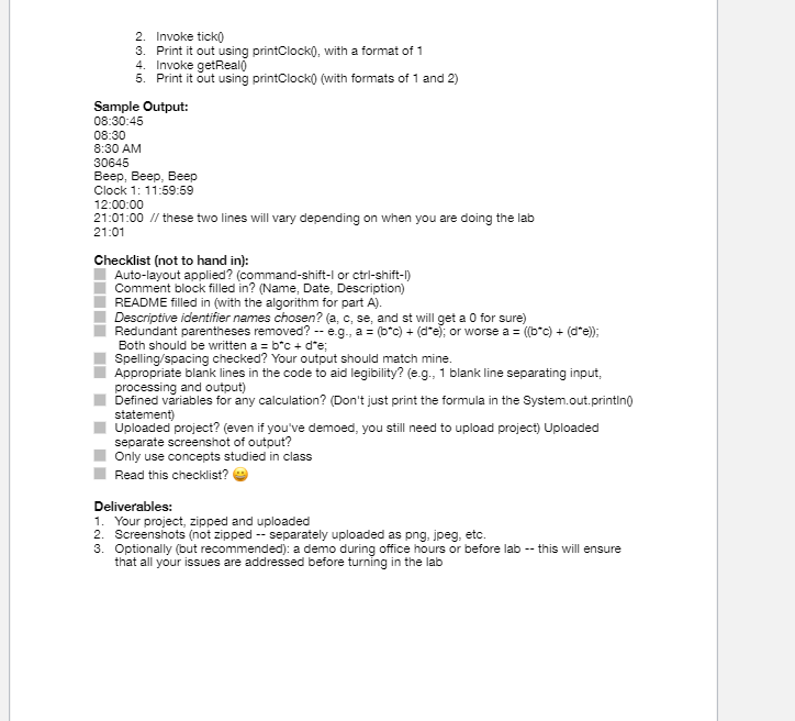 Solved Instructions Create a class, Clock, with instance