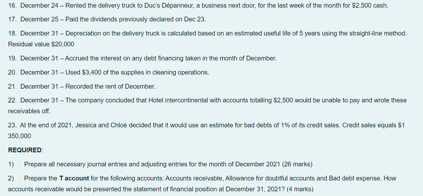 Solved Toronto CleanDry Inc. is a top dry cleaner in Toronto