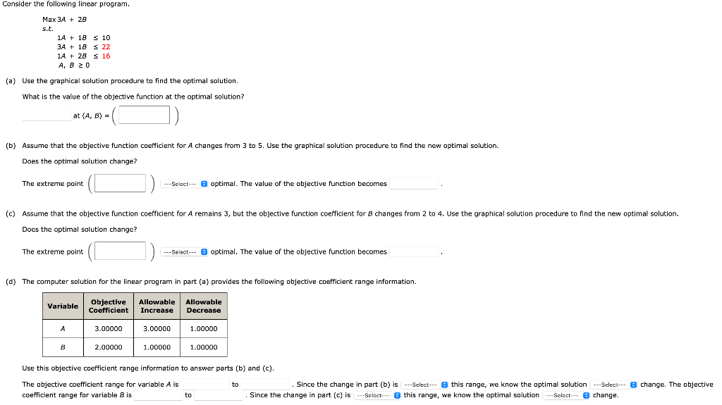 Solved Consider the following linear program. Max 3A + 28 | Chegg.com