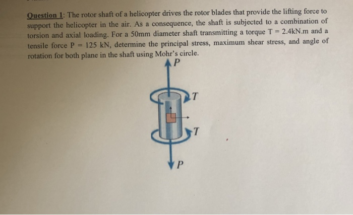 Solved Question 1: The rotor shaft of a helicopter drives | Chegg.com