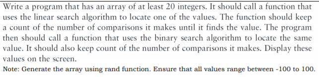 Solved Write a program that has an array of at least 20 | Chegg.com image.