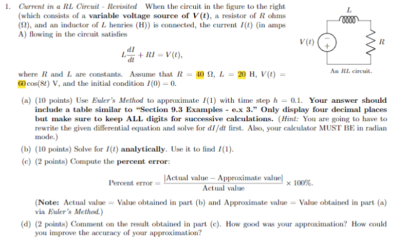 Solved 1. Current in a RL Circuit - Revisited When the | Chegg.com