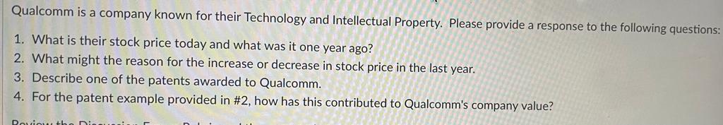 Solved Qualcomm is a company known for their Technology and | Chegg.com