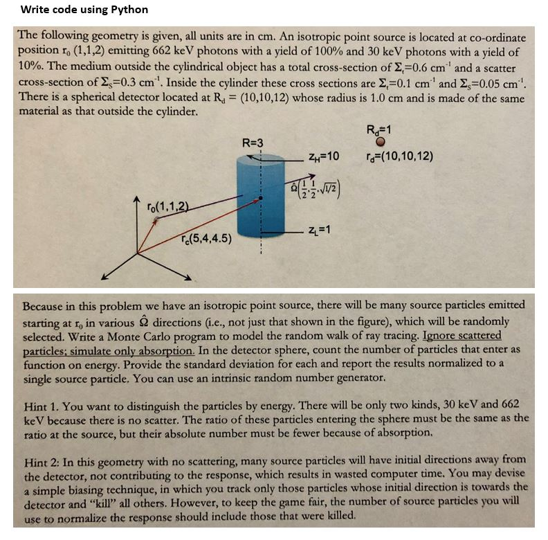 Write code using Python The following geometry is | Chegg.com