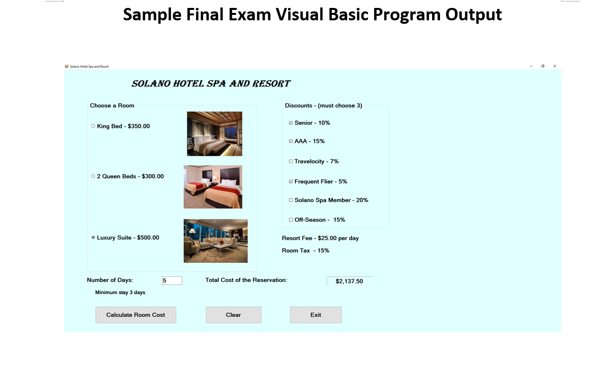 Solved Solve using Visual Basic, please include code for the | Chegg.com