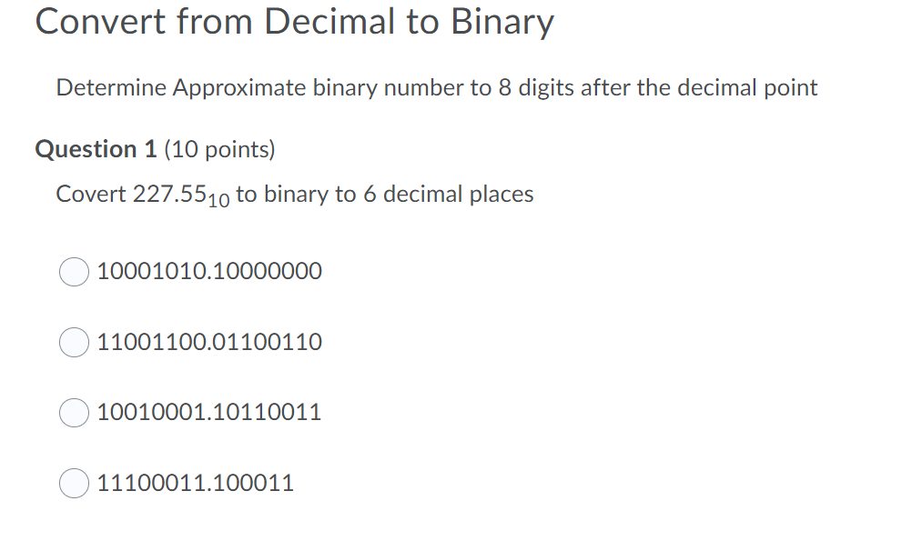 Solved I. Convert binary number to decimal (8 Points) a.