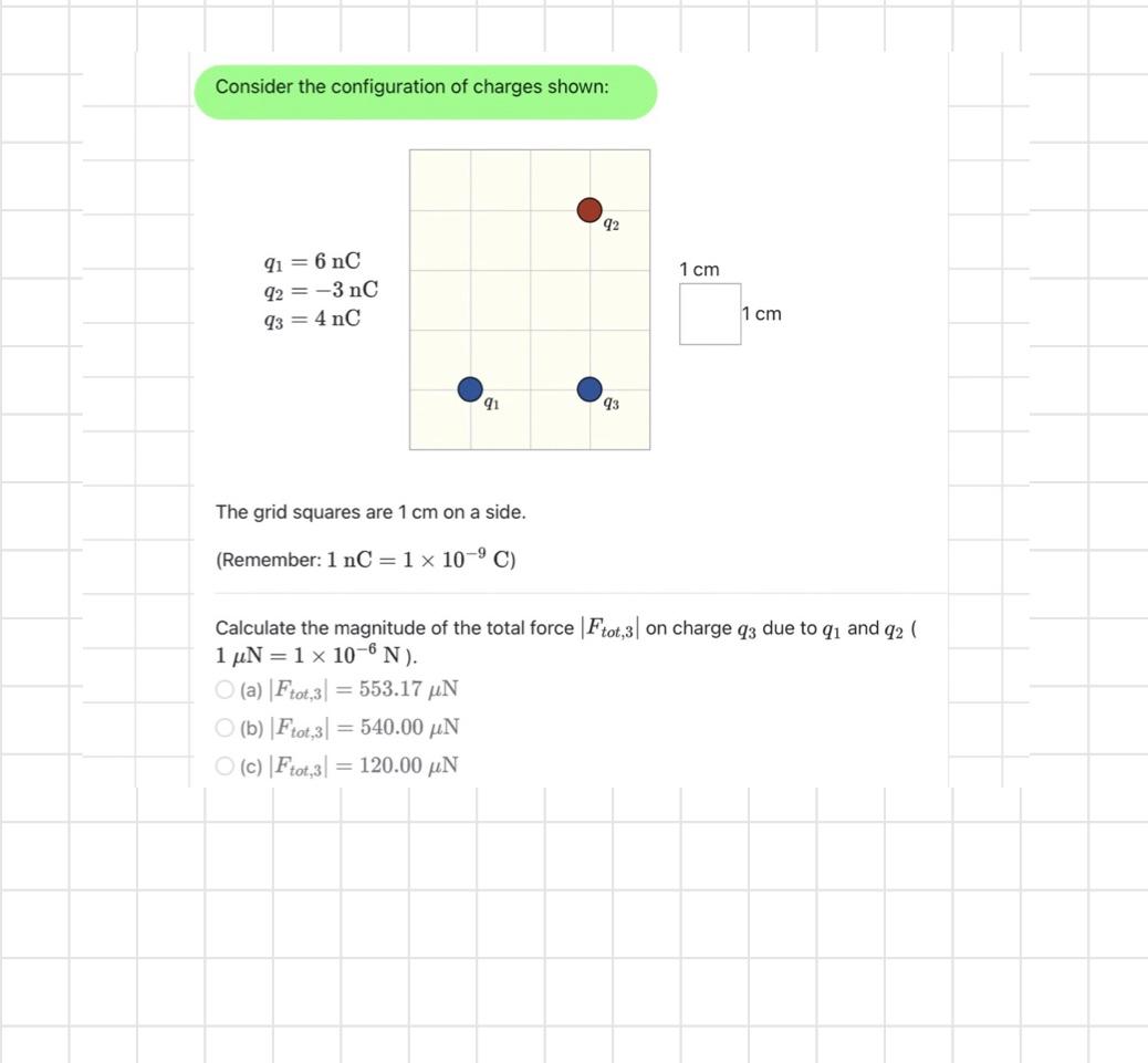 Solved Consider The Configuration Of Charges Shown The Grid