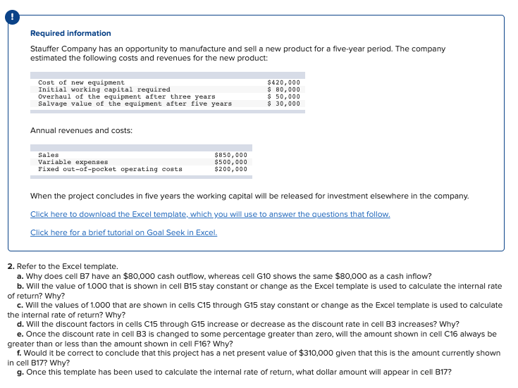 Solved Required information Stauffer Company has an