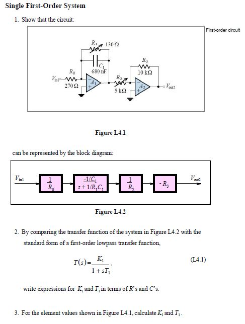 Solved Single First-Order System 1. Show that the circuit | Chegg.com