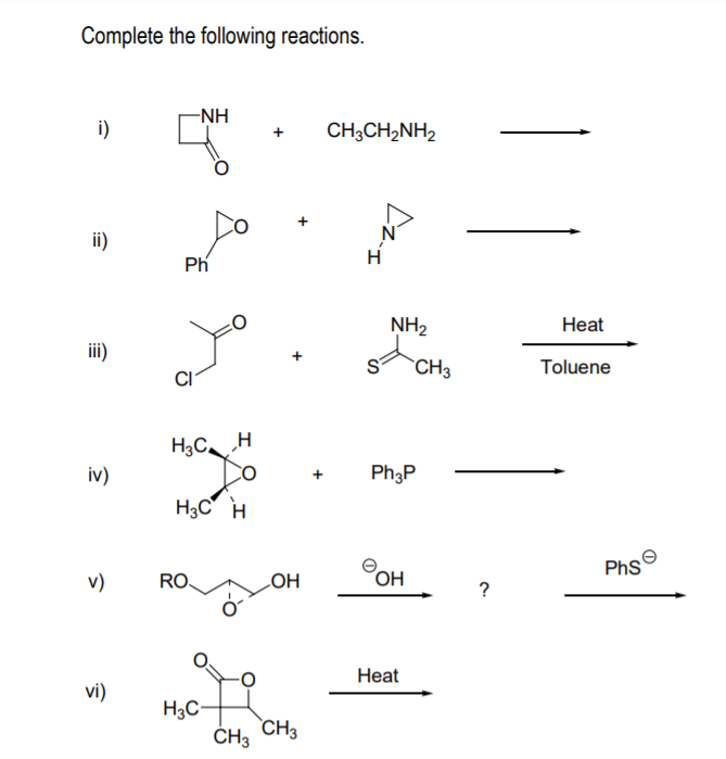 Solved Complete the following reactions. -ΝΗ i) CH3CH2NH2 | Chegg.com