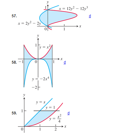 find the total areas of the shaded regions in exercises 49 64