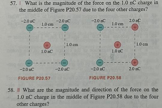 Solved 57. I What is the magnitude of the force on the 1.0nC | Chegg.com