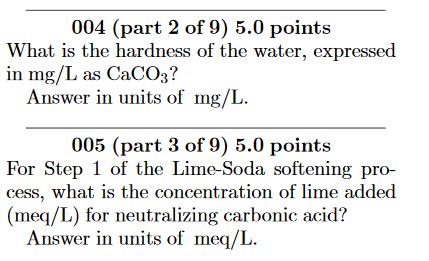 Solved The Eight-step Lime-Soda Softening Process: 1. CO2 + | Chegg.com