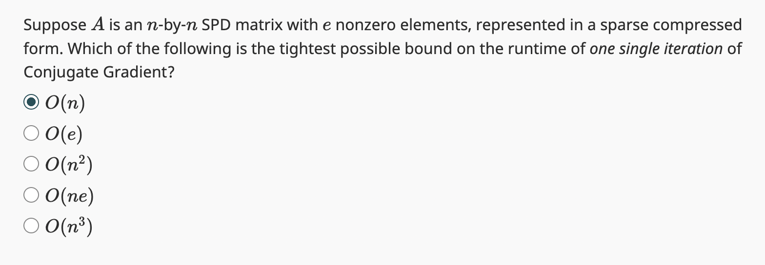 Solved Suppose A is an n-by- n SPD matrix with e nonzero | Chegg.com