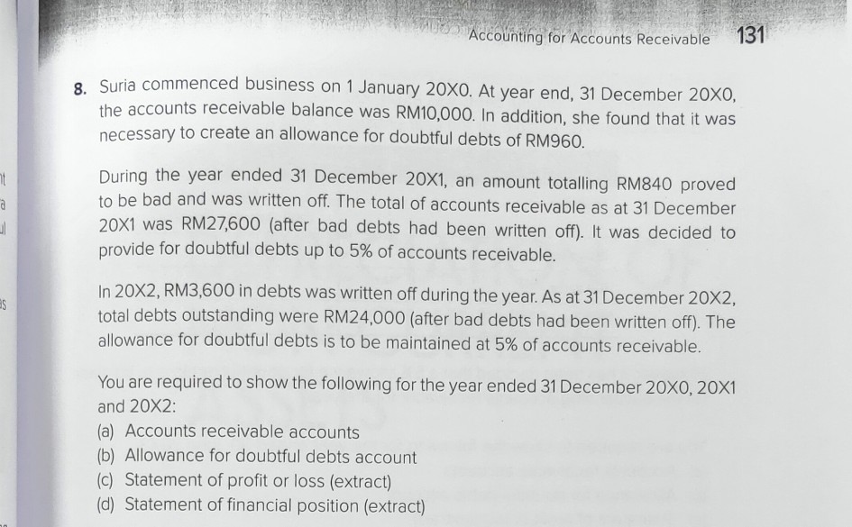 Solved A)Accounts Receivable Accounts B) Allowance For | Chegg.com