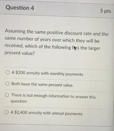 Solved Question 4 5 pts Assuming the same positive discount | Chegg.com