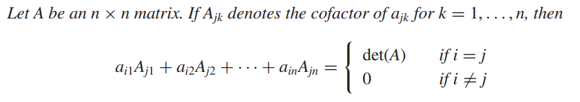 Solved Let A be an n n matrix. If Ajk denotes the cofactor Chegg