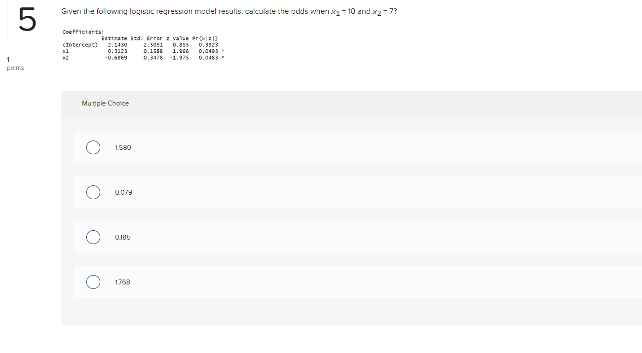 Solved Given the logistic regression model | Chegg.com