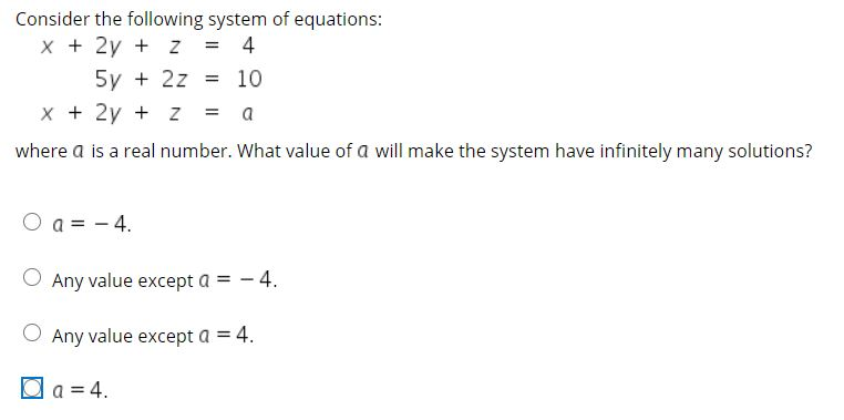 Solved Consider the following system of equations: x + 2y + | Chegg.com