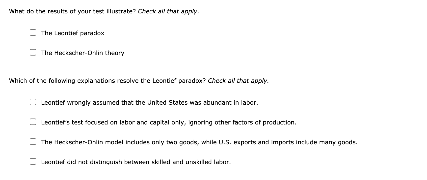 Solved 4. Resolution Of The Leontief Paradox The | Chegg.com