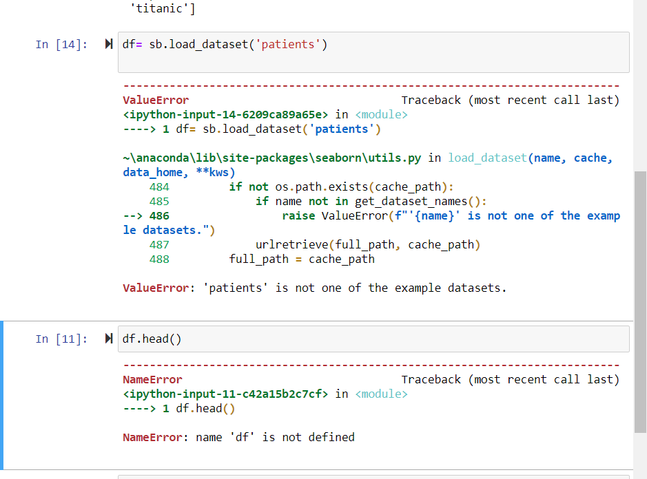 Solved 'titanic'] In [14]: Ndf= sb.load_dataset('patients') | Chegg.com